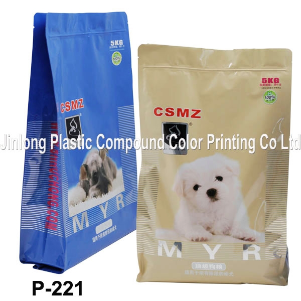 quad-seal with zipper for dog food packaging P-221